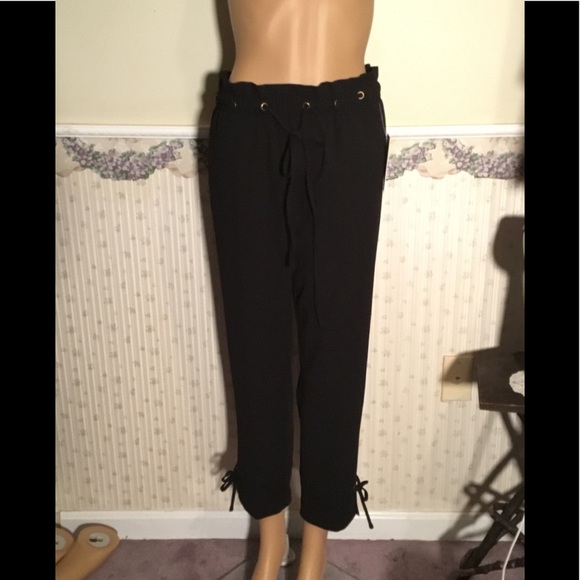Josh and Arielle black paperbag waist cropped pant - Picture 1 of 7